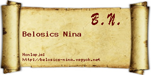 Belosics Nina névjegykártya
